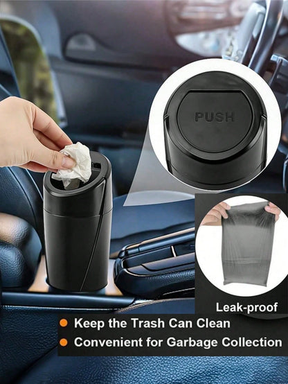 2pcs/Set 1pc Car Trash Can With Lid- Car Cup Holder Trash Can- Mini Leak-Proof Car Trash Can- Front & Rear Seat Car Organizer- Essential Small Accessory For Car, Home & Office (1pc Trash Can + 2 R