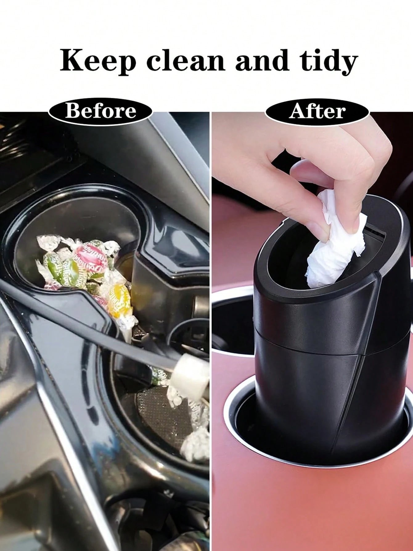 2pcs/Set 1pc Car Trash Can With Lid- Car Cup Holder Trash Can- Mini Leak-Proof Car Trash Can- Front & Rear Seat Car Organizer- Essential Small Accessory For Car, Home & Office (1pc Trash Can + 2 R