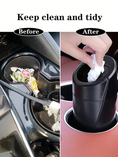 2pcs/Set 1pc Car Trash Can With Lid- Car Cup Holder Trash Can- Mini Leak-Proof Car Trash Can- Front & Rear Seat Car Organizer- Essential Small Accessory For Car, Home & Office (1pc Trash Can + 2 R