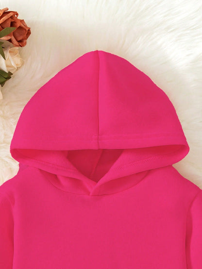 2pcs/Set Baby Girl Adorable Butterfly & Letter Print Hooded Sweatshirt And Pants Set, Casual Warm Outfit For Autumn/Winter