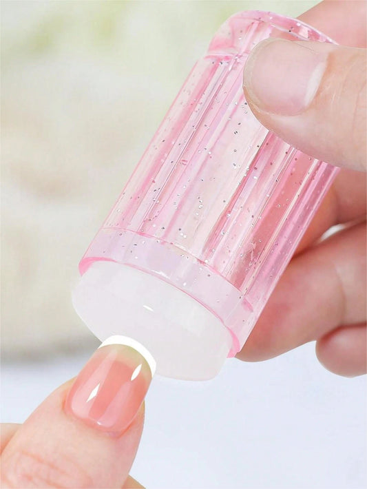 2pcs/Set Nail Art Silicone French Stamp & Scraper Kit Including Clear Scraper Silicone Painting Transfer Printing Manicure Tool,Nail Supplies,Nail Tools,Nail Art Tools,Back To School,Nails,Nail Tools