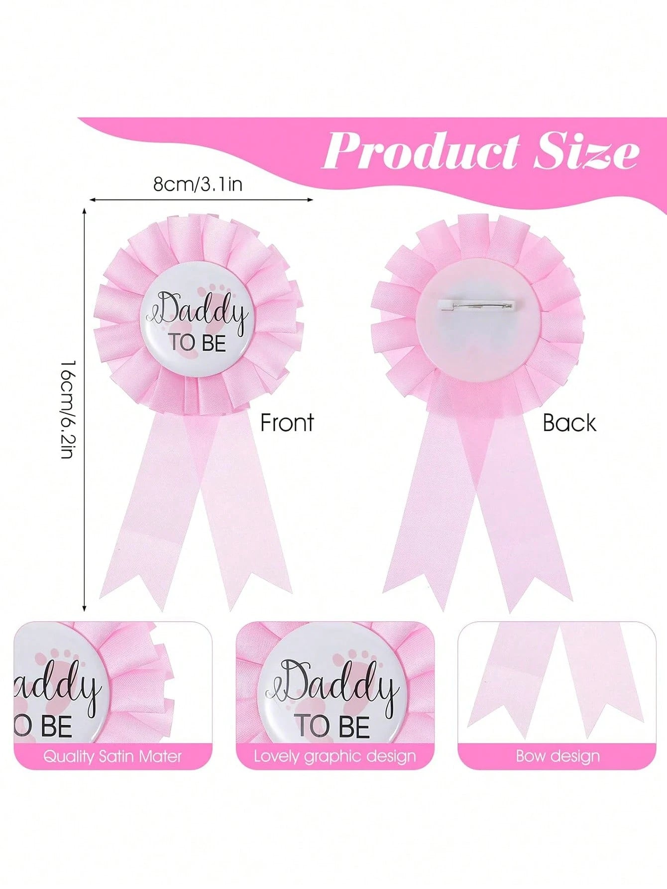 2pcs/Set Random Baby Shower Party Mom To Be/Dad To Be Badges, Decorative Lapel Pin For Future Dad/Mom, Baby Shower Pin, Commemorative Gift