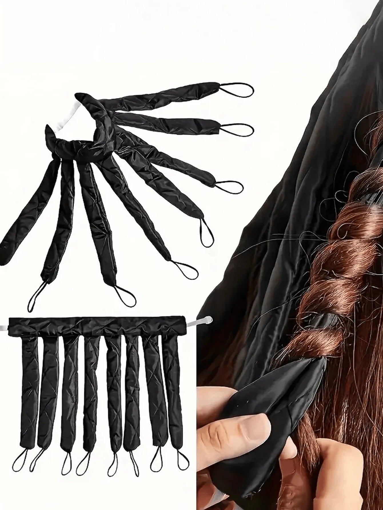 2pcs Set: Satin Heatless Hair Curler With Adjustable Headband, No Heat Required For Overnight Curls, Suitable For Women And Girls To Create Wavy Hairstyles; Extra Large Satin Sleep Cap, Sleep Cap, Lar