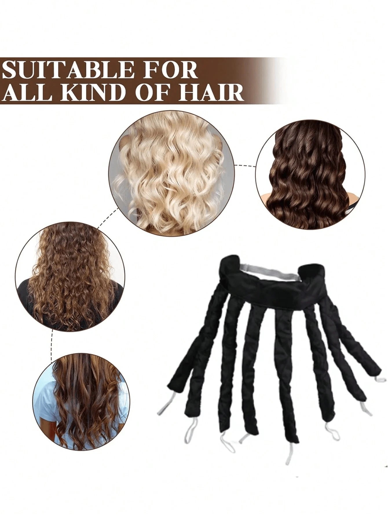 2pcs Set: Satin Heatless Hair Curler With Adjustable Headband, No Heat Required For Overnight Curls, Suitable For Women And Girls To Create Wavy Hairstyles; Extra Large Satin Sleep Cap, Sleep Cap, Lar