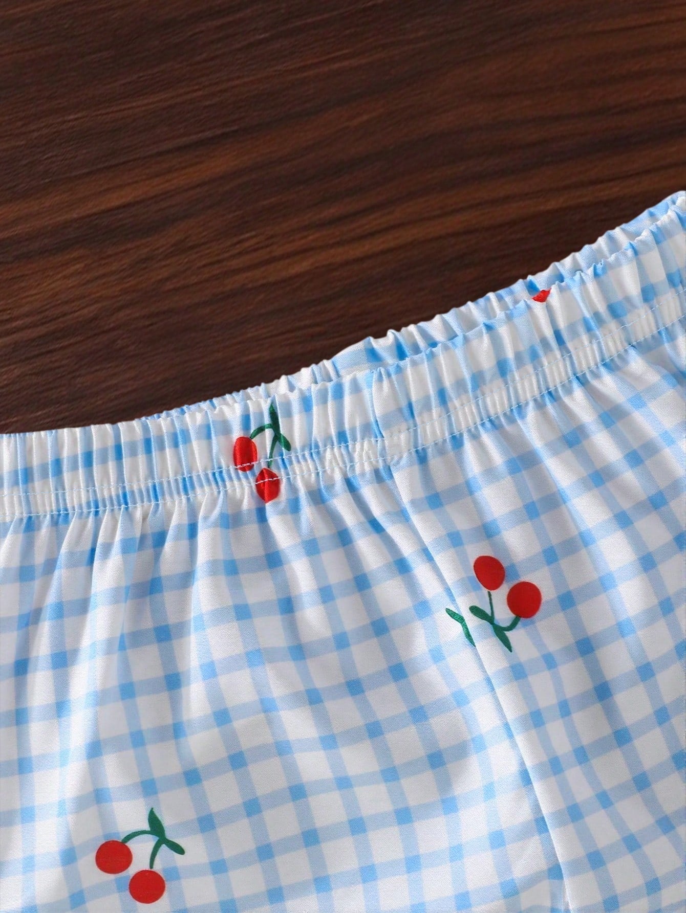 2pcs/Set- Suitable For Spring/Summer- Baby Girls Cherry Print 2-Piece Set: Sweet Round Neck Short Sleeve Top + Red Trim Bell-Bottom Pants, Adorable INS Style Fashionable Outfit For Baby Girl, 0-1-2