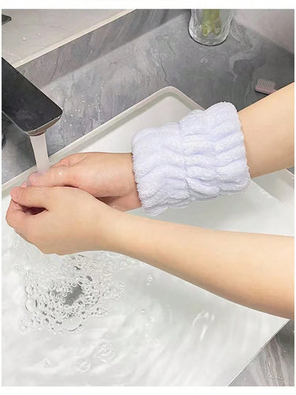 2pcs/Set Sweat-Absorbing Headbands/Towels, Sweat-Absorbing Headbands, Face Washing Headbands, Reusable SPA Headbands/Wristbands, Microfiber Headbands, Women's Wristbands, Makeup Headbands, Elastic Adj