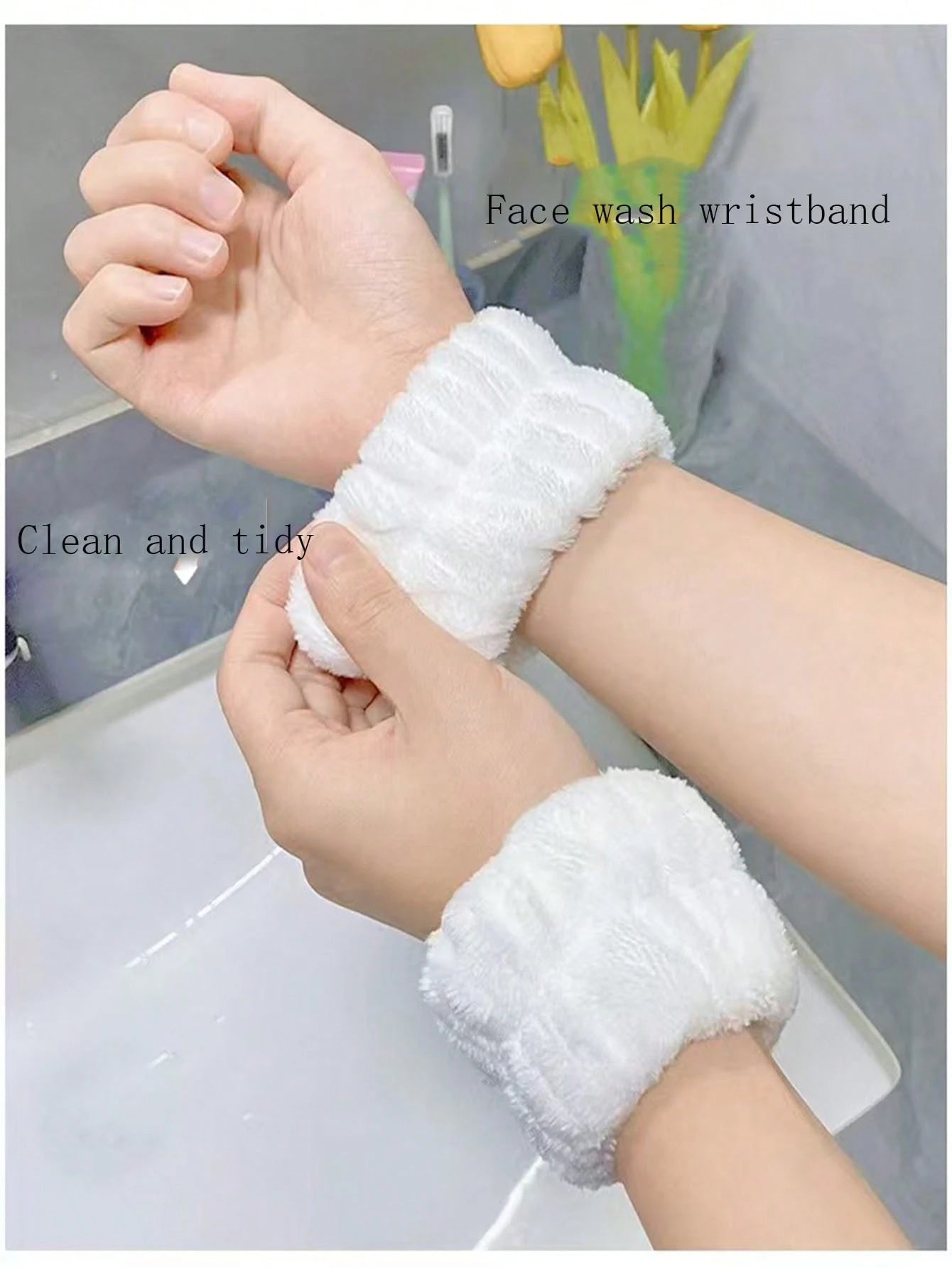 2pcs/Set Sweat-Absorbing Headbands/Towels, Sweat-Absorbing Headbands, Face Washing Headbands, Reusable SPA Headbands/Wristbands, Microfiber Headbands, Women's Wristbands, Makeup Headbands, Elastic Adj