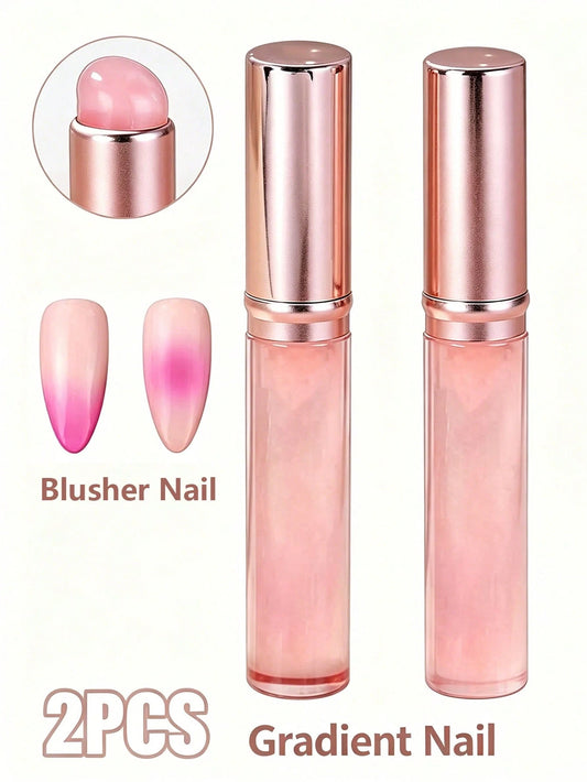 2pcs Silicone Nail Blending Brush- Nail Gradient Blush Brush, Reusable Nail Makeup Blending Brush, Suitable For Home DIY Nail Salon Tools