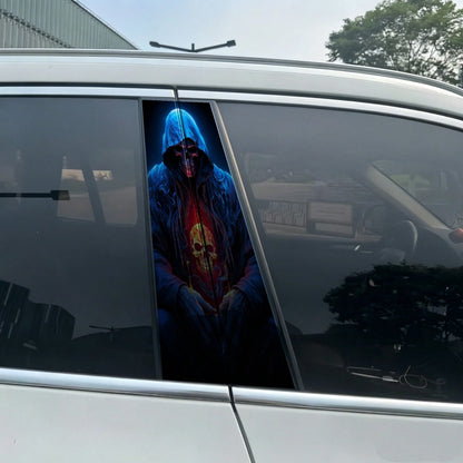 2pcs Skull And Flame Car Stickers, Waterproof Durable Scratch-Resistant, Glossy Material, Easy To Apply On Car B-Pillar And Doors, With Bubble Wrap Protection To Prevent Shipping Damage