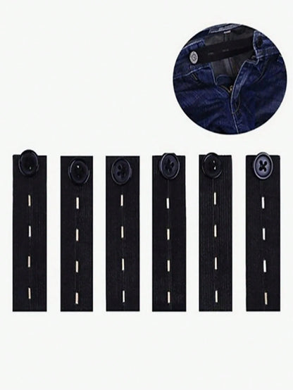 2pcs Solid Waist Extender With Metal Hook, Simple Polyester Adjustable Jeans Button Extender, Suitable For Home Use