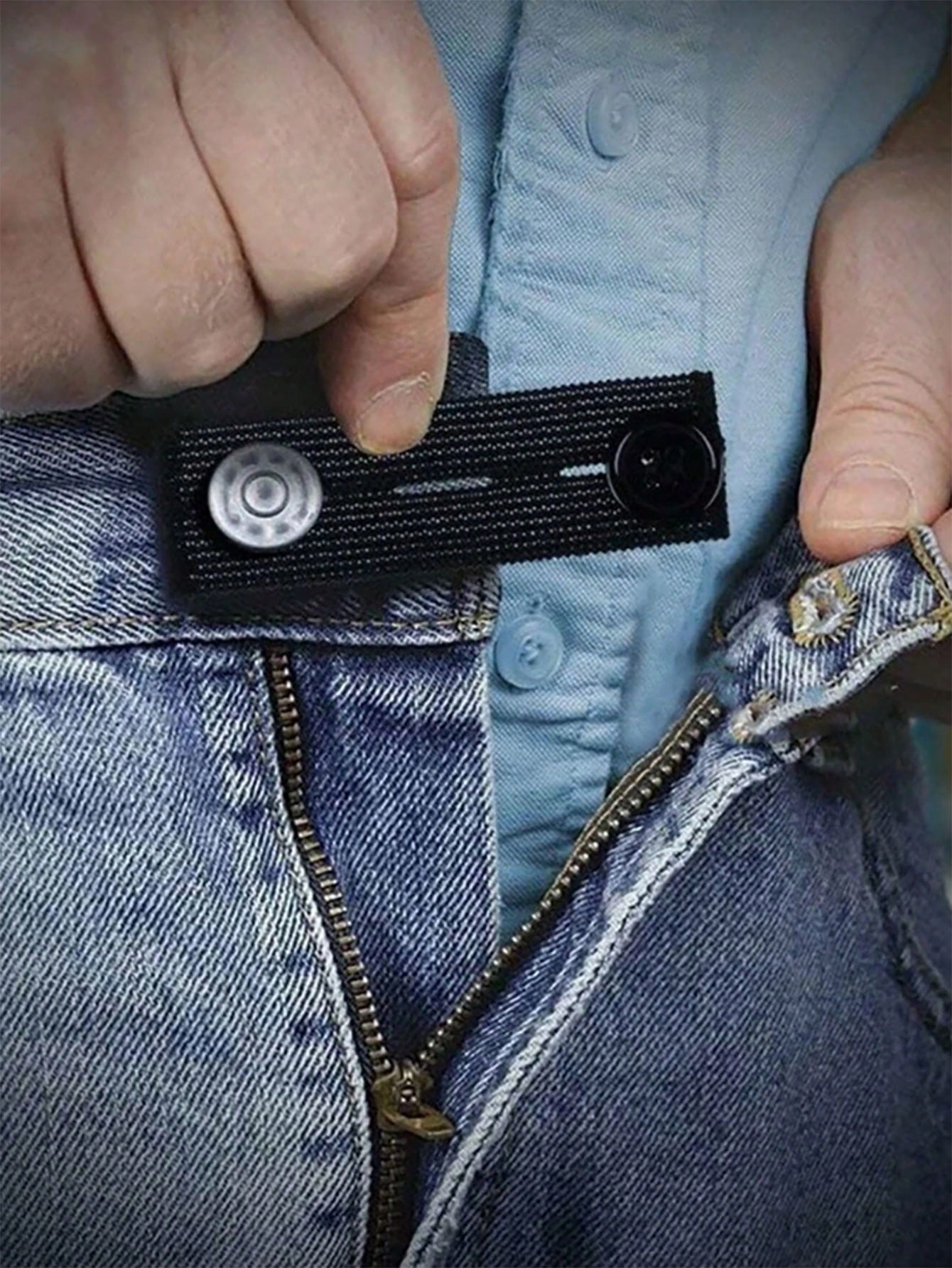 2pcs Solid Waist Extender With Metal Hook, Simple Polyester Adjustable Jeans Button Extender, Suitable For Home Use