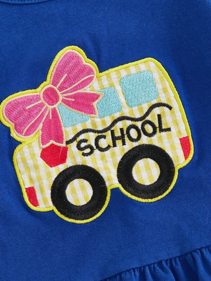 2pcs Toddler Baby Back To School Outfits Girls Shorts Set Short Sleeve Embroidery Tops + Shorts 18M 24M 3T 4T 5T 6T Kids Casual Clothes