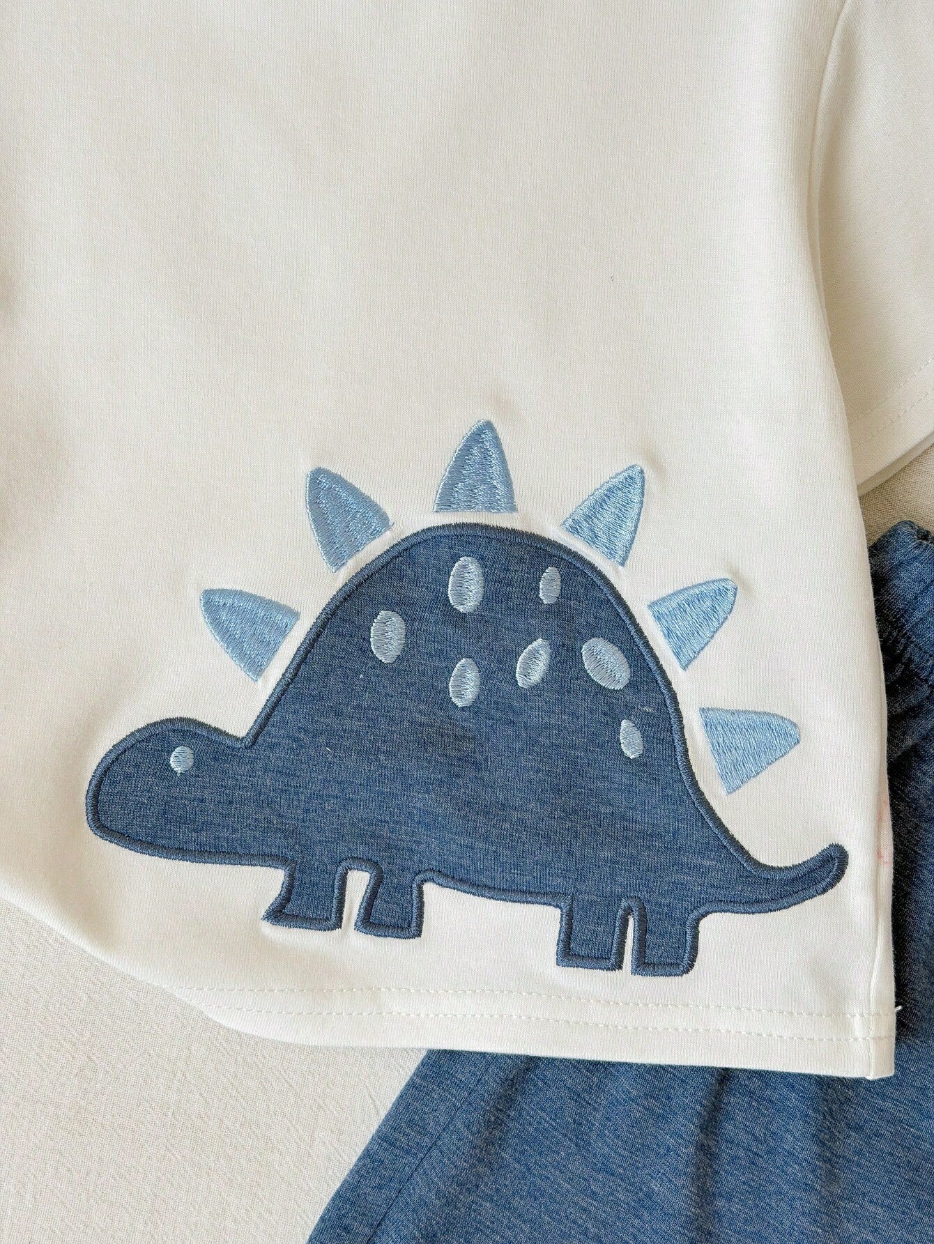 2pcs Toddler Unisex Baby Boy/Girl Casual Cute Dinosaur Embroidered Short Sleeve T-Shirt And Shorts Set, Baby Boy Outfit Sets, Baby Boy Summer Clothes