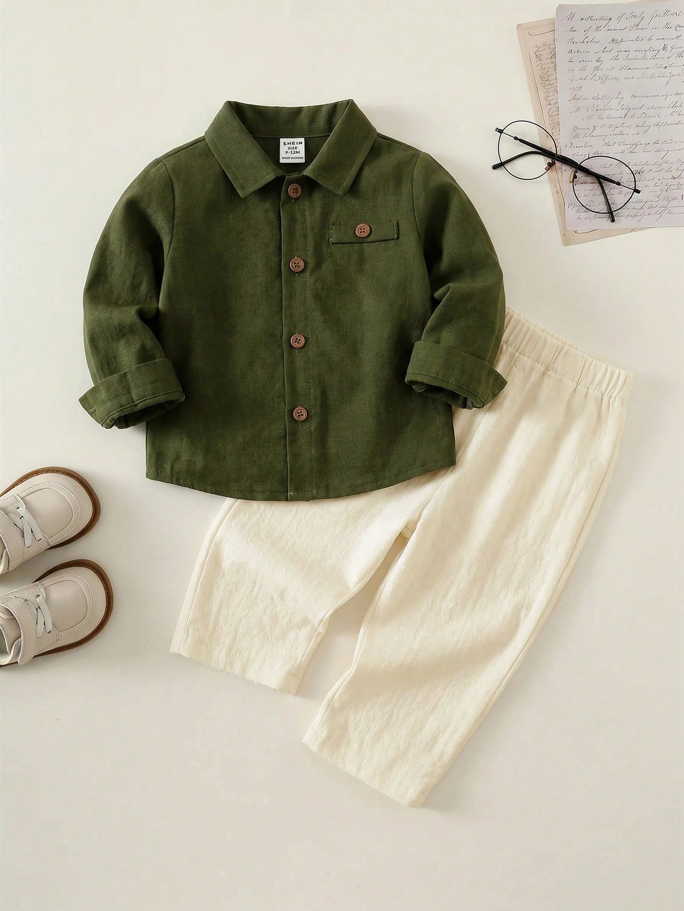 2pcs Unisex Baby Boy/Girl Baby Boy Autumn/Winter Casual Preppy Shirt Set, Baby Boy Outfit Sets