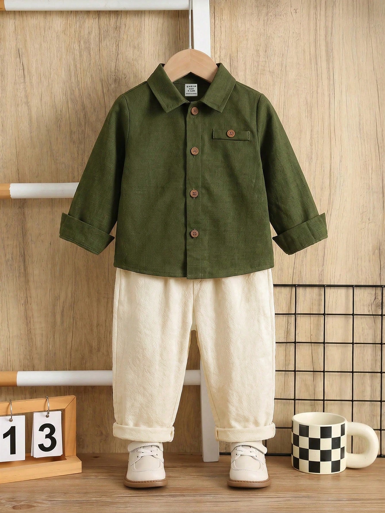 2pcs Unisex Baby Boy/Girl Baby Boy Autumn/Winter Casual Preppy Shirt Set, Baby Boy Outfit Sets