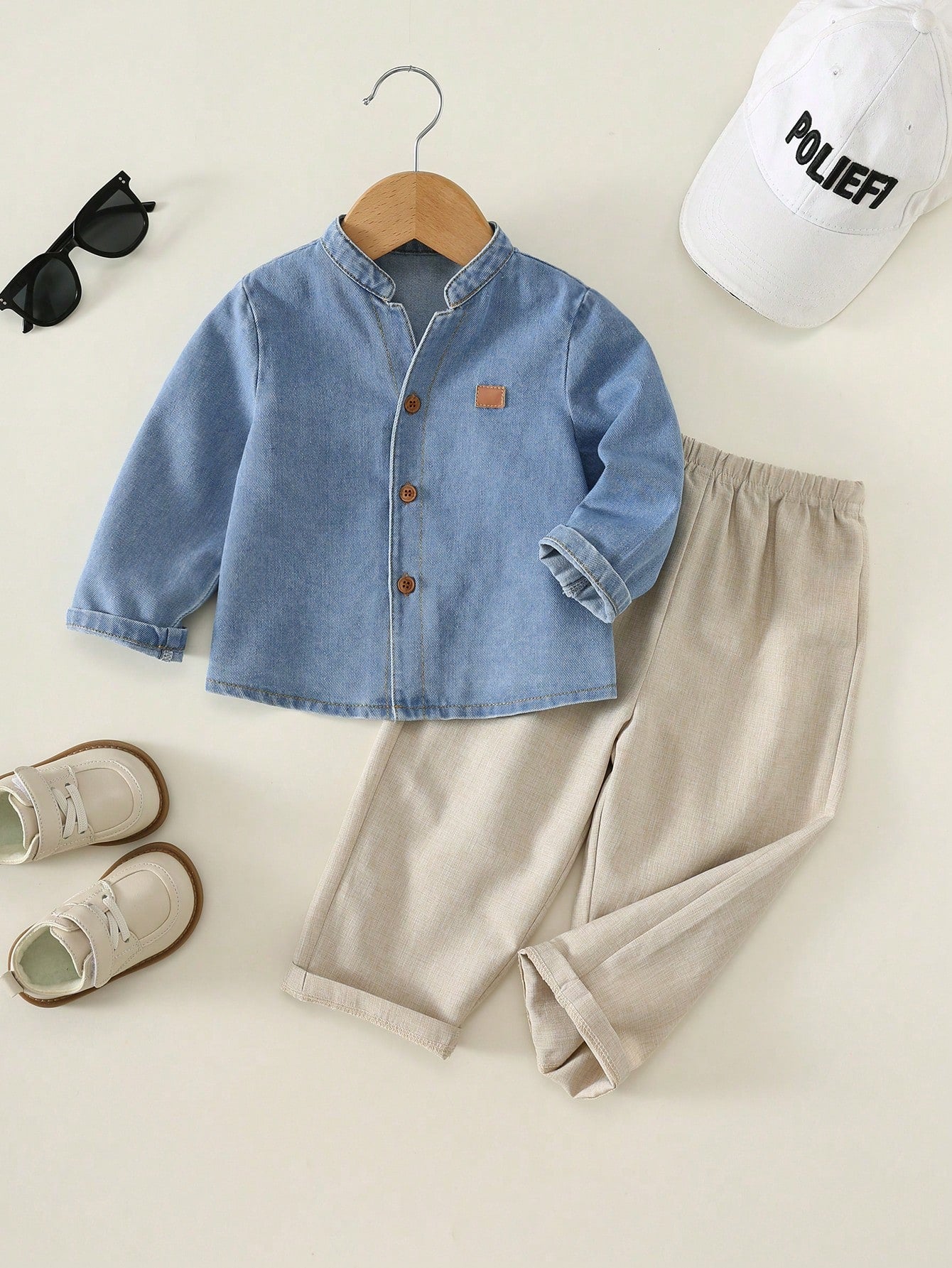 2pcs Unisex Baby Boy/Girl Baby Boy Autumn/Winter Casual Preppy Shirt Set, Baby Boy Outfit Sets