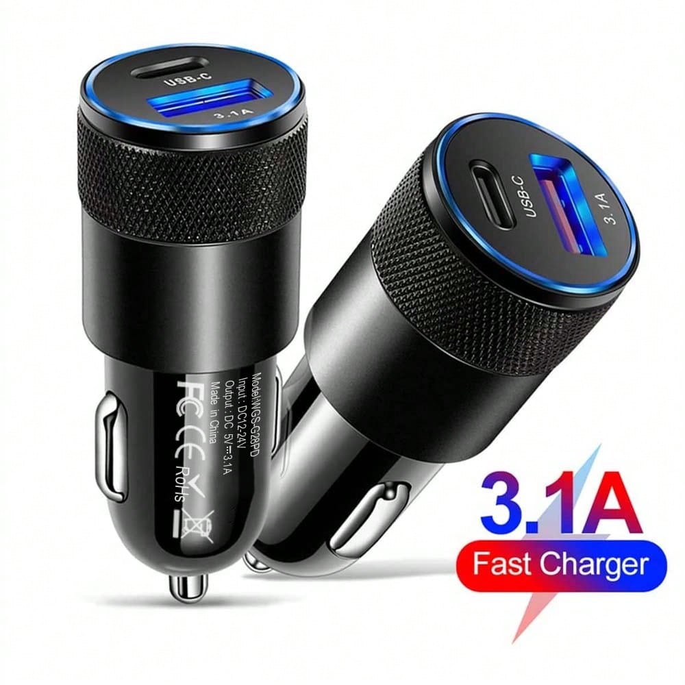 3.1a Pd Car Charger Black And Silver