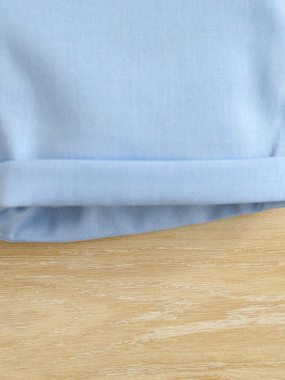 3-24M Baby Boy Gentleman Outfit, Aqua Blue Summer Elegant Old Money Classy Wedding Suit, White Short Sleeve Shirt Bow Tie, V-Neck Vest, Shorts Hat