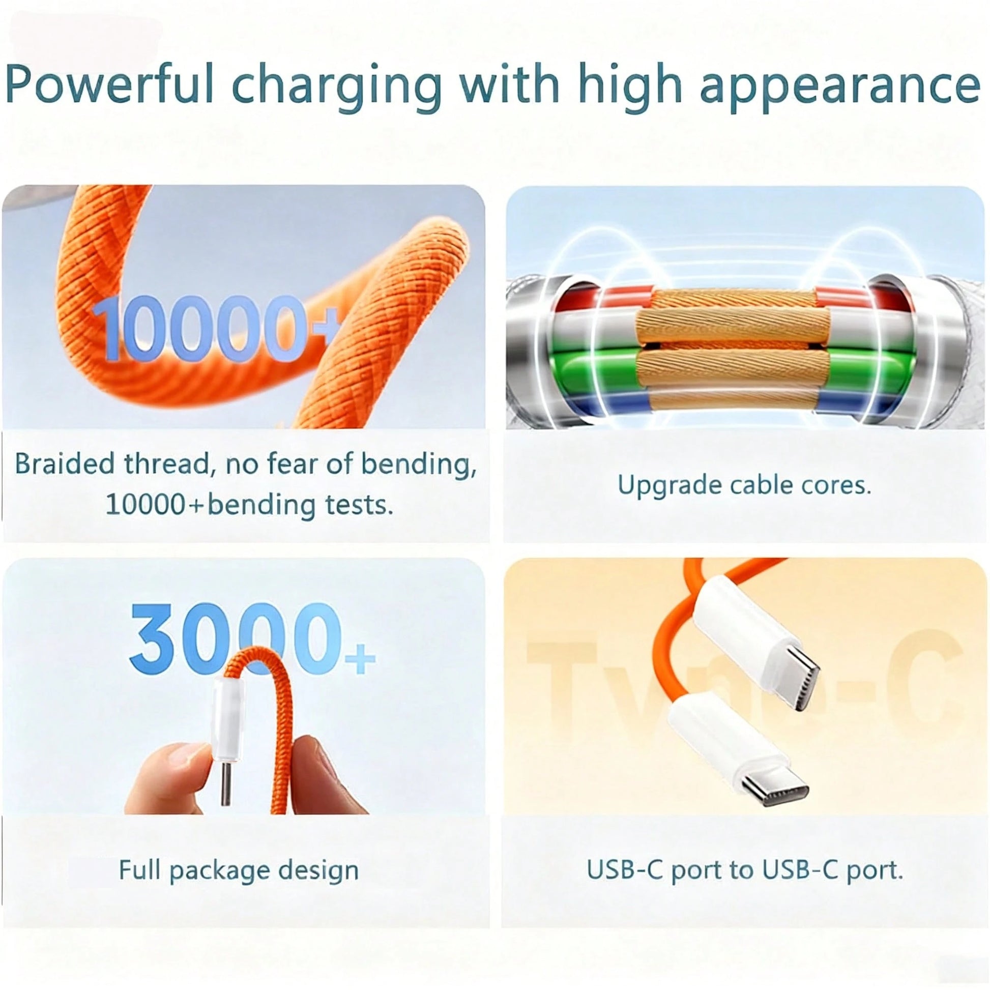 3.3/6.6/10ft Nylon Braided USB-C To Type-C Fast Charging Data Cable, Compatible With IPhone 17/16/15/Pro/Pro Max/IPad, And Other Android Phones, Supports 60W~18W Fast Charging, Suitable For Indoor/Out