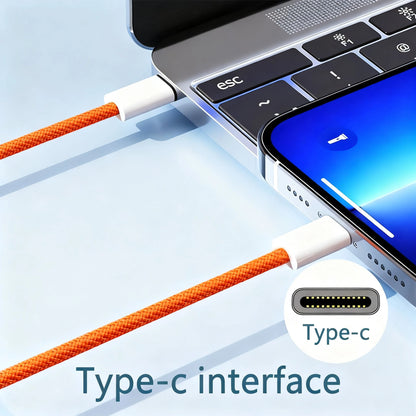3.3/6.6/10ft Nylon Braided USB-C To Type-C Fast Charging Data Cable, Compatible With IPhone 17/16/15/Pro/Pro Max/IPad, And Other Android Phones, Supports 60W~18W Fast Charging, Suitable For Indoor/Out