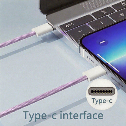 3.3/6.6/10ft Nylon Braided USB-C To Type-C Fast Charging Data Cable, Compatible With IPhone 17/16/15/Pro/Pro Max/IPad, And Other Android Phones, Supports 60W~18W Fast Charging, Suitable For Indoor/Out