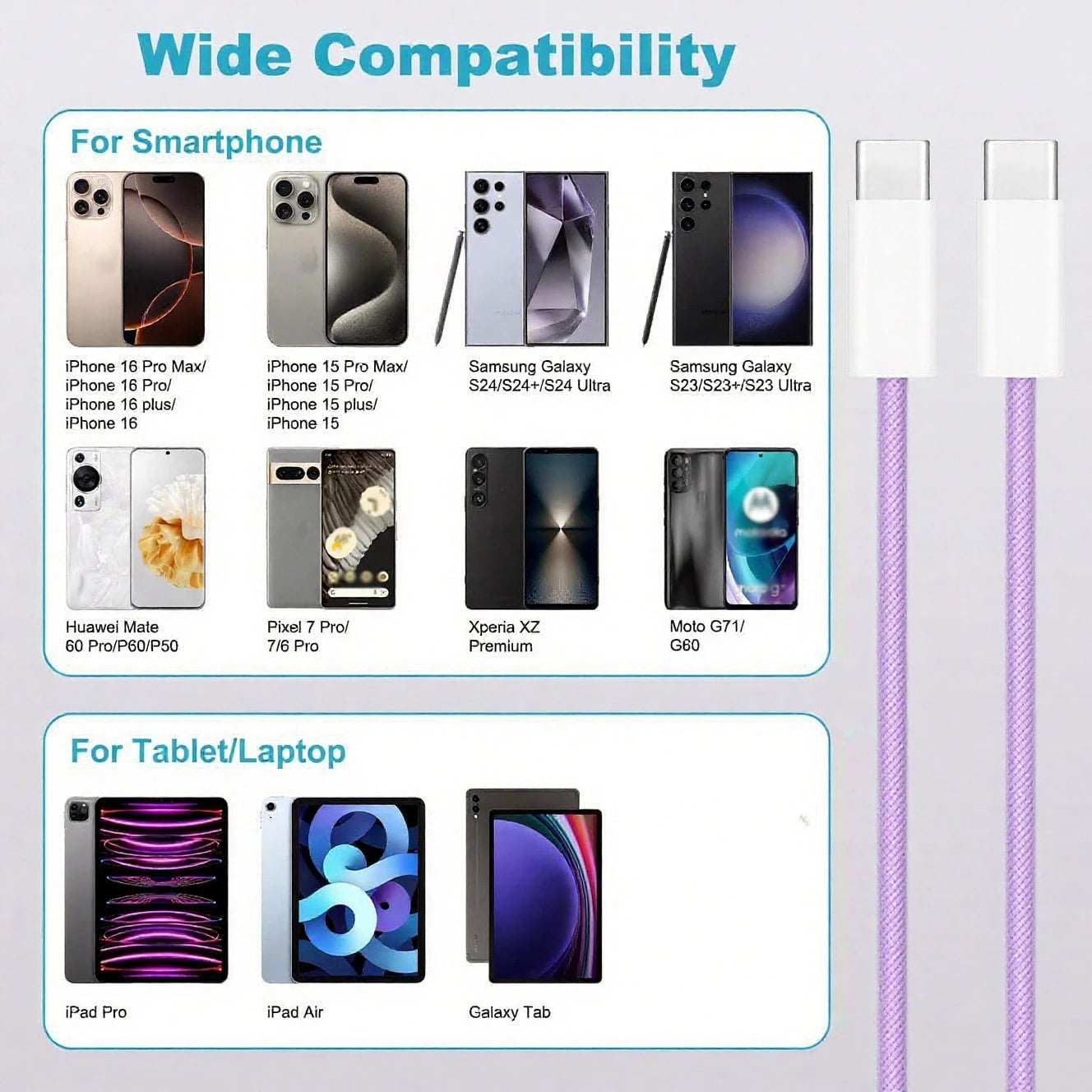 3.3/6.6/10ft Nylon Braided USB-C To Type-C Fast Charging Data Cable, Compatible With IPhone 17/16/15/Pro/Pro Max/IPad, And Other Android Phones, Supports 60W~18W Fast Charging, Suitable For Indoor/Out