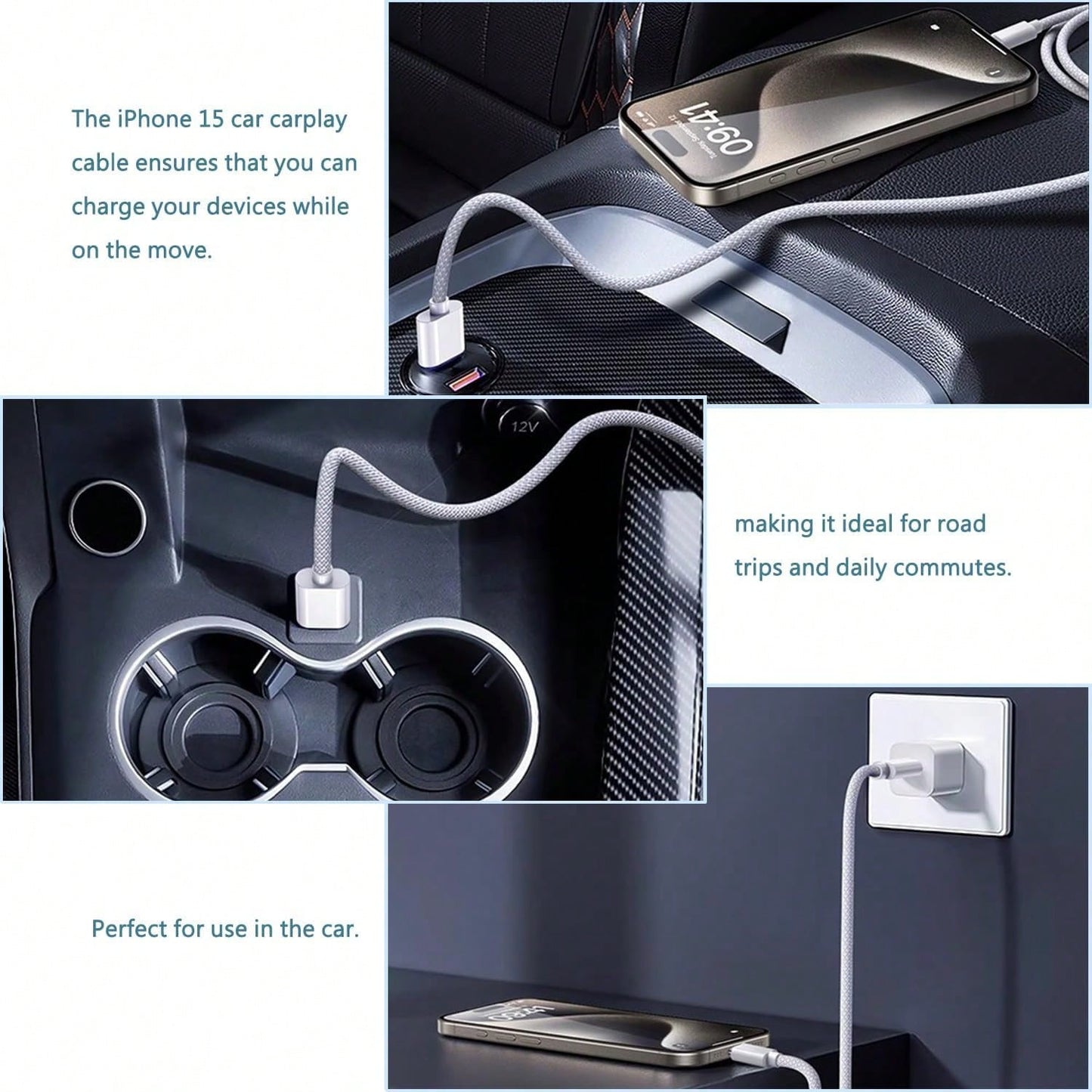 3.3/6.6/10ft Nylon Braided USB-C To Type-C Fast Charging Data Cable, Compatible With IPhone 17/16/15/Pro/Pro Max/IPad, And Other Android Phones, Supports 60W~18W Fast Charging, Suitable For Indoor/Out