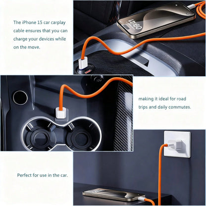 3.3/6.6/10ft Nylon Braided USB-C To Type-C Fast Charging Data Cable, Compatible With IPhone 17/16/15/Pro/Pro Max/IPad, And Other Android Phones, Supports 60W~18W Fast Charging, Suitable For Indoor/Out