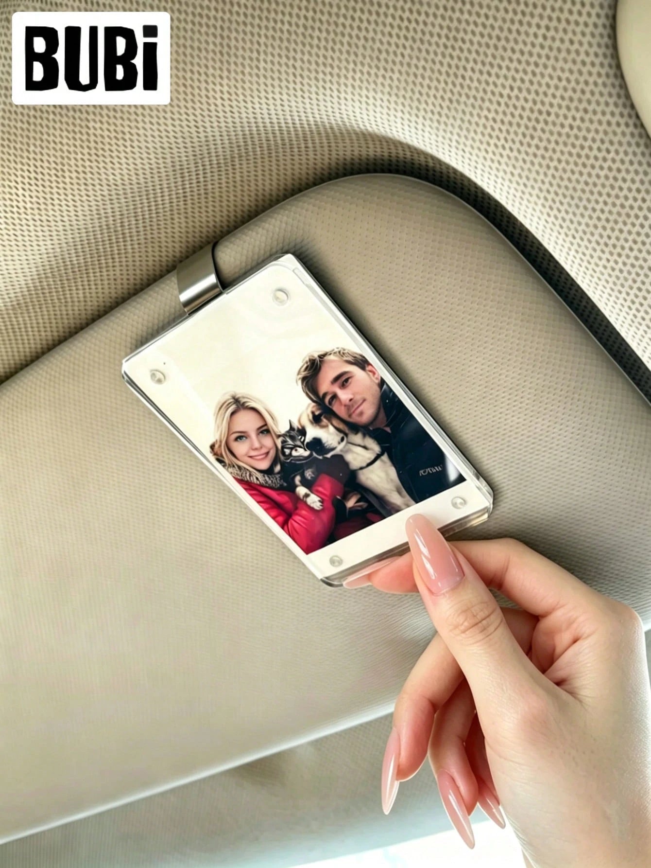 3.5 Inch Car Sun Visor Photo Frame Clip Holder Acrylic Magnetic Universal Picture Frame Family Partner Boyfriend Girlfriend Gift Souvenir Dog Cat Pet Supplies Accessories