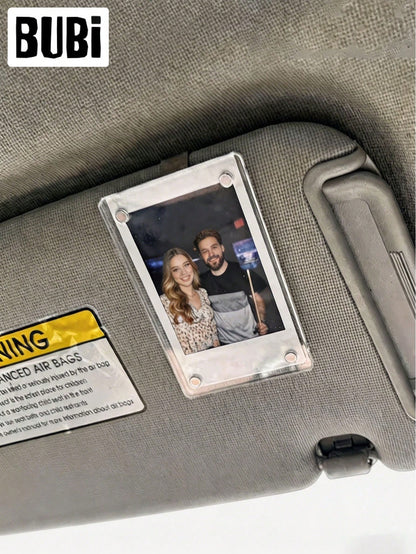 3.5 Inch Car Sun Visor Photo Frame Clip Holder Acrylic Magnetic Universal Picture Frame Family Partner Boyfriend Girlfriend Gift Souvenir Dog Cat Pet Supplies Accessories