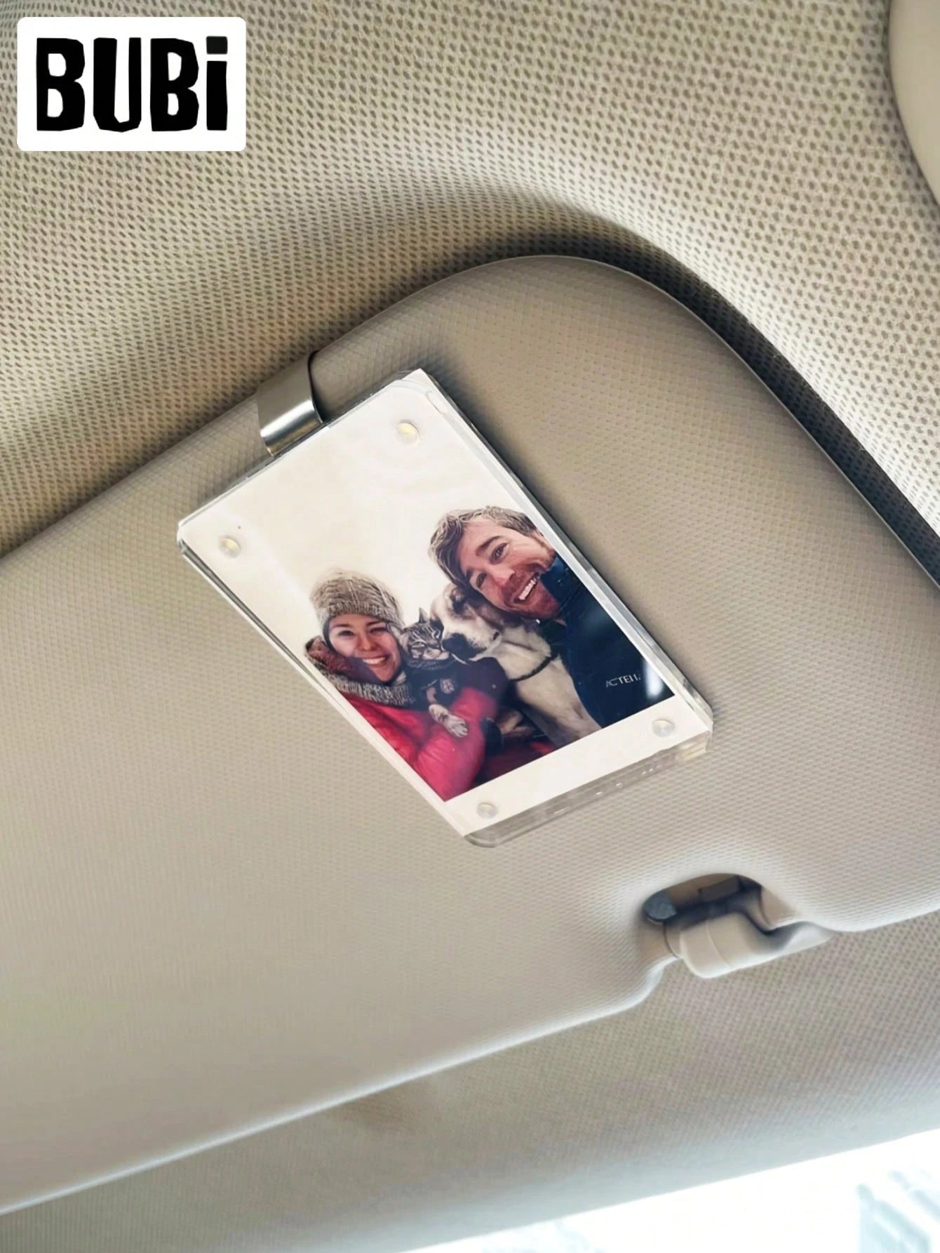 3.5 Inch Car Sun Visor Photo Frame Clip Holder Acrylic Magnetic Universal Picture Frame Family Partner Boyfriend Girlfriend Gift Souvenir Dog Cat Pet Supplies Accessories