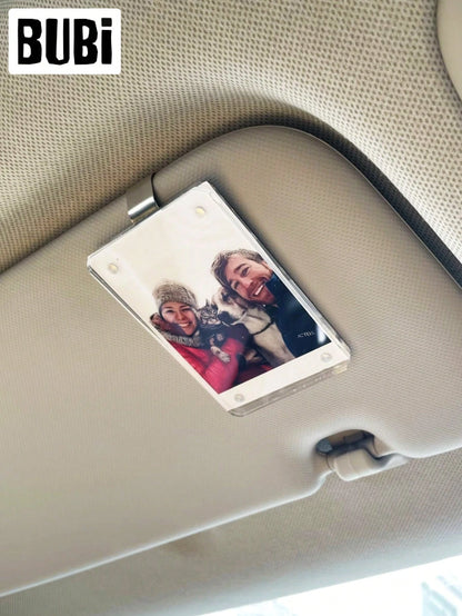 3.5 Inch Car Sun Visor Photo Frame Clip Holder Acrylic Magnetic Universal Picture Frame Family Partner Boyfriend Girlfriend Gift Souvenir Dog Cat Pet Supplies Accessories