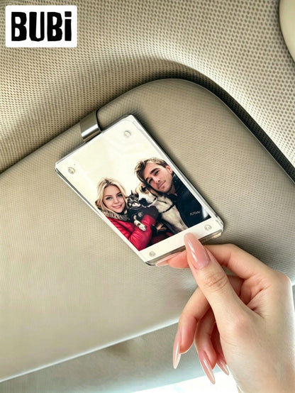 3.5 Inch Car Sun Visor Photo Frame Clip Holder Acrylic Magnetic Universal Picture Frame Family Partner Boyfriend Girlfriend Gift Souvenir Dog Cat Pet Supplies Accessories