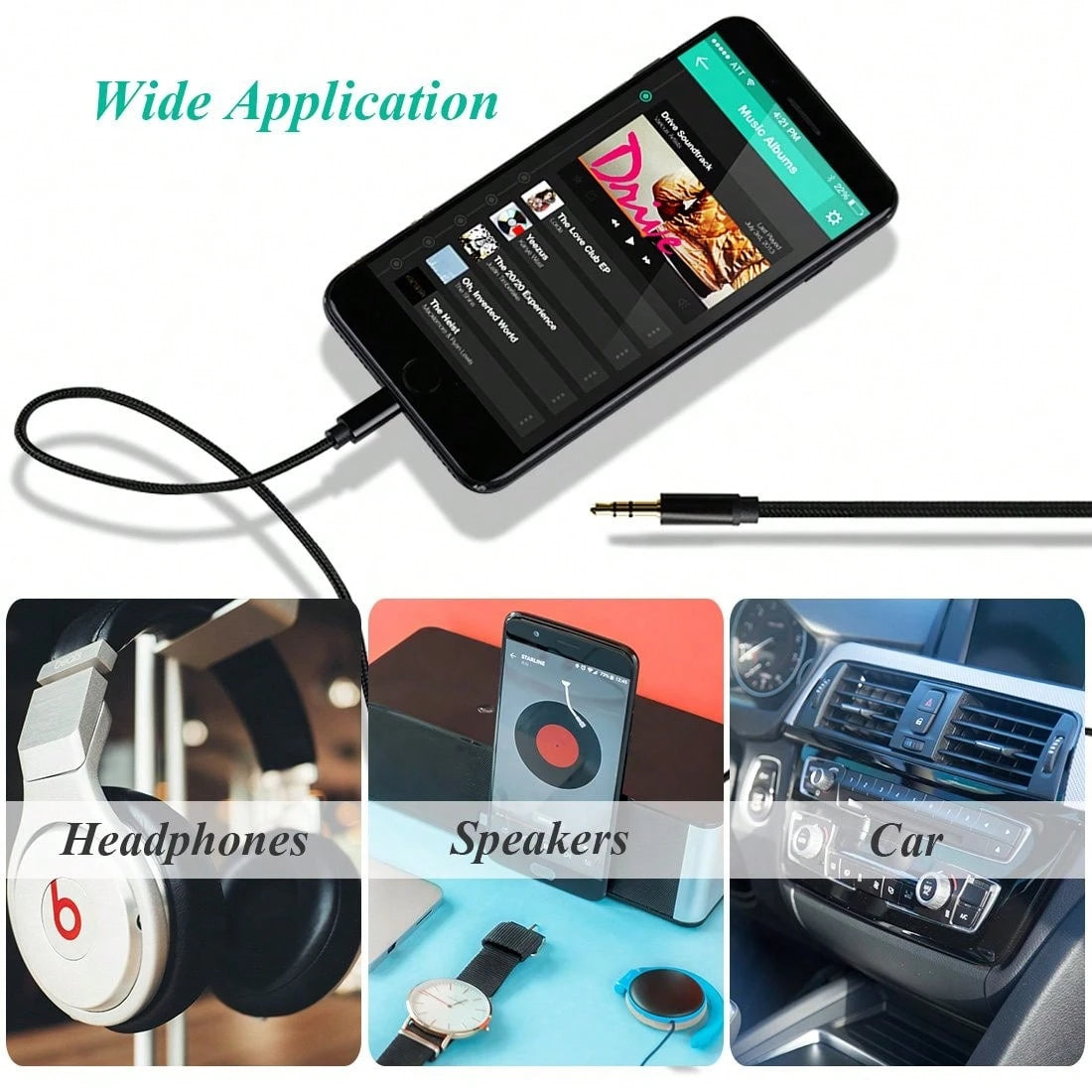 3.5mm Auxiliary Audio Jack Adapter Compatible With IPhone, Suitable For Car, Home Stereo/Speaker/Headphone, Compatible With IPhone 14/13/12/11/XS/XR/8/7/6 Series