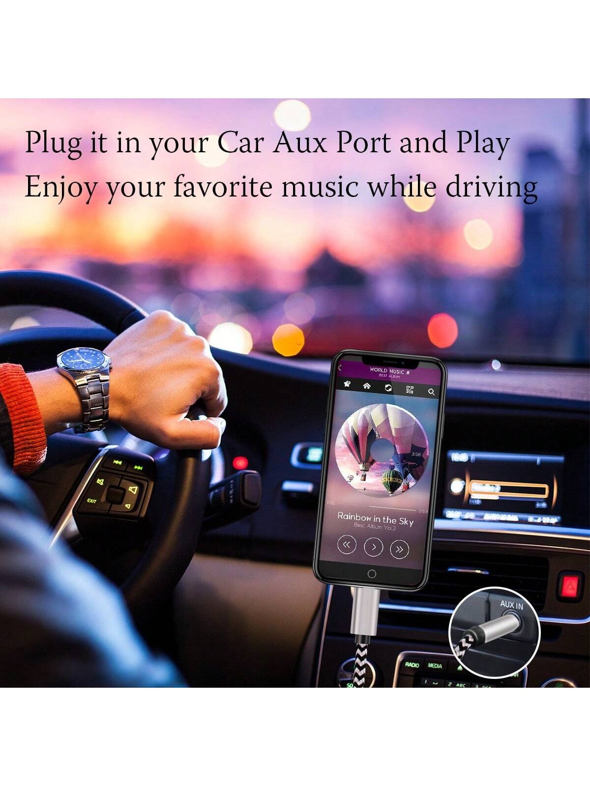 3.5mm Auxiliary Audio Jack Adapter Compatible With IPhone, Suitable For Car, Home Stereo/Speaker/Headphone, Compatible With IPhone 14/13/12/11/XS/XR/8/7/6 Series