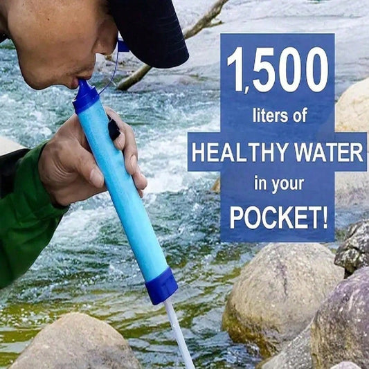 3-5PCS Portable Outdoor Straw Water Filter, 4-Stage Filtration System Upgraded With Pump Tool And Keychain, Emergency Survival Water Purifier