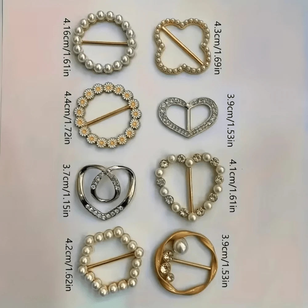 3/6/8/9/10Pcs Sparkling Rhinestone Hollow T-Shirt Clips- Elegant Hollow Button Design, Gold-Tone Alloy Buckle, Suitable For Shirts, Dresses And Jeans- Suitable For Formal And Casual Occasions- Unis