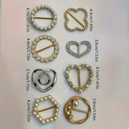 3/6/8/9/10Pcs Sparkling Rhinestone Hollow T-Shirt Clips- Elegant Hollow Button Design, Gold-Tone Alloy Buckle, Suitable For Shirts, Dresses And Jeans- Suitable For Formal And Casual Occasions- Unis
