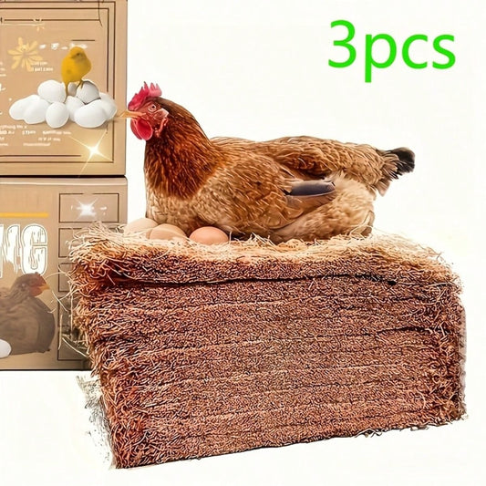 3/8 Piece High-Quality Coconut Fiber Chicken Nest Pad- Super Absorbent, Durable And Easy To Clean- Perfect For Happy Hens And Healthy Livestock, With Natural Egg-Laying Material Display