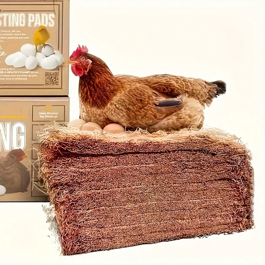 3/8 Piece High-Quality Coconut Fiber Chicken Nest Pad- Super Absorbent, Durable And Easy To Clean- Perfect For Happy Hens And Healthy Livestock, With Natural Egg-Laying Material Display