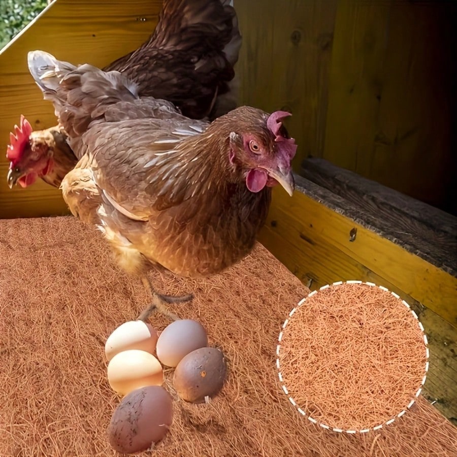 3/8 Piece High-Quality Coconut Fiber Chicken Nest Pad- Super Absorbent, Durable And Easy To Clean- Perfect For Happy Hens And Healthy Livestock, With Natural Egg-Laying Material Display