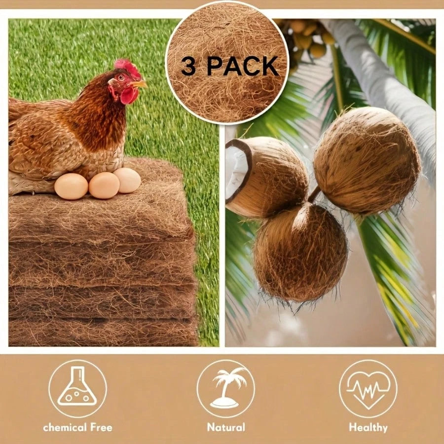3/8 Piece High-Quality Coconut Fiber Chicken Nest Pad- Super Absorbent, Durable And Easy To Clean- Perfect For Happy Hens And Healthy Livestock, With Natural Egg-Laying Material Display
