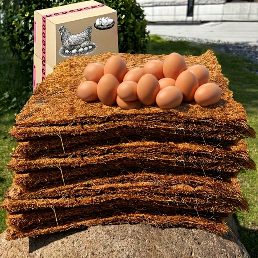 3/8 Piece High-Quality Coconut Fiber Chicken Nest Pad- Super Absorbent, Durable And Easy To Clean- Perfect For Happy Hens And Healthy Livestock, With Natural Egg-Laying Material Display