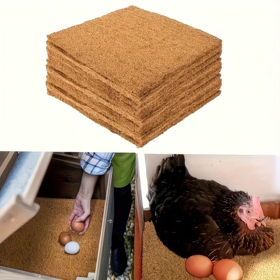 3/8 Piece High-Quality Coconut Fiber Chicken Nest Pad- Super Absorbent, Durable And Easy To Clean- Perfect For Happy Hens And Healthy Livestock, With Natural Egg-Laying Material Display
