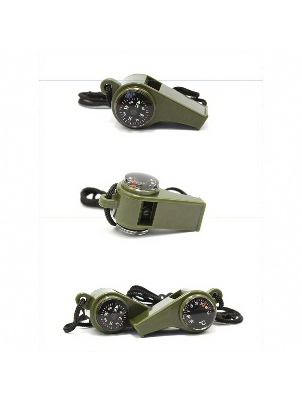 3-In-1 Emergency Survival Whistle With Compass & Thermometer- Perfect For Camping, Hiking, Outdoor Adventure, Referee And Cheerleaders