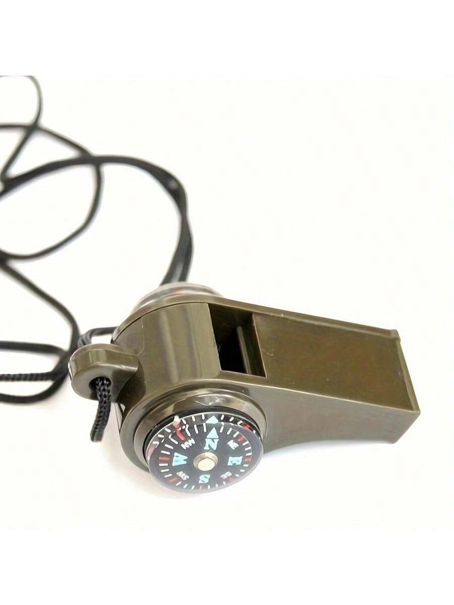 3-In-1 Emergency Survival Whistle With Compass & Thermometer- Perfect For Camping, Hiking, Outdoor Adventure, Referee And Cheerleaders