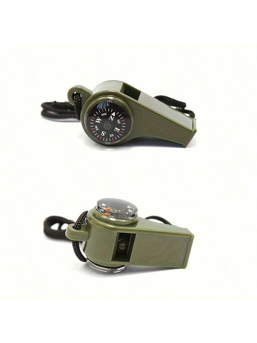 3-In-1 Emergency Survival Whistle With Compass & Thermometer- Perfect For Camping, Hiking, Outdoor Adventure, Referee And Cheerleaders