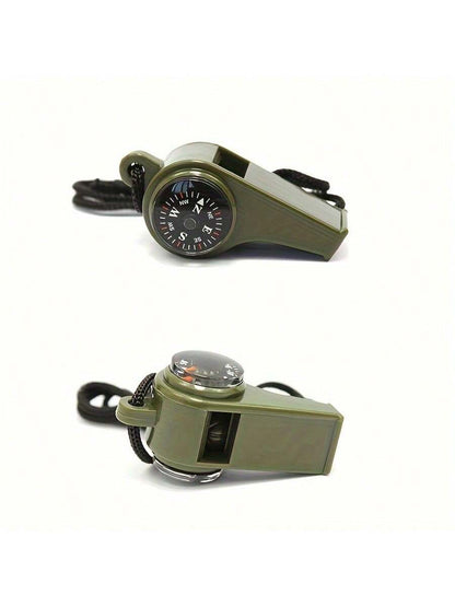 3-In-1 Emergency Survival Whistle With Compass & Thermometer- Perfect For Camping, Hiking, Outdoor Adventure, Referee And Cheerleaders