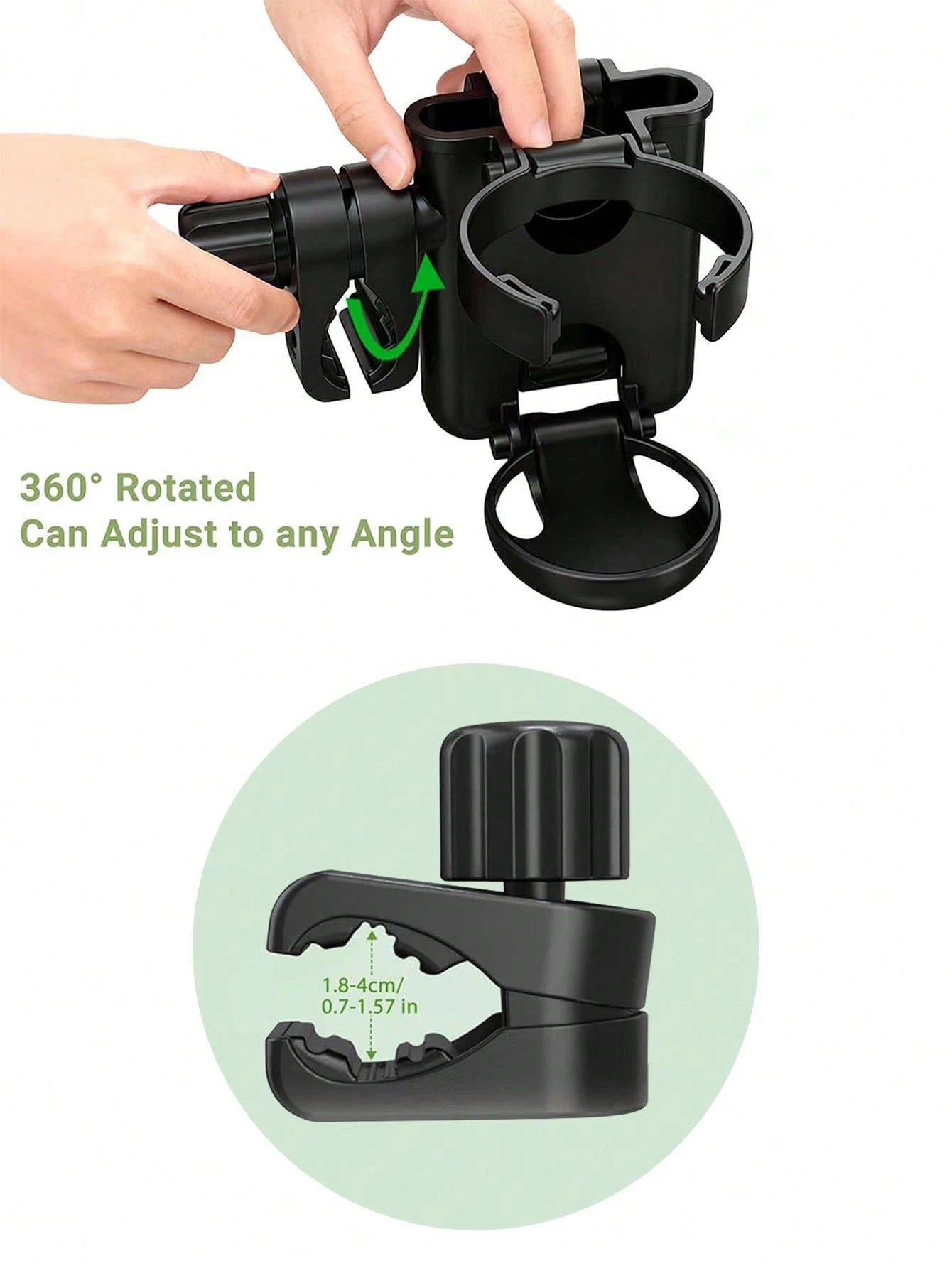 3-In-1 Multifunctional Foldable Cup Holder, Bottle Rack, Phone Holder, Compatible With Bugaboo, Nuna, Doona Strollers, Wheelchairs, Bicycles, Walkers, Scooters, Travel