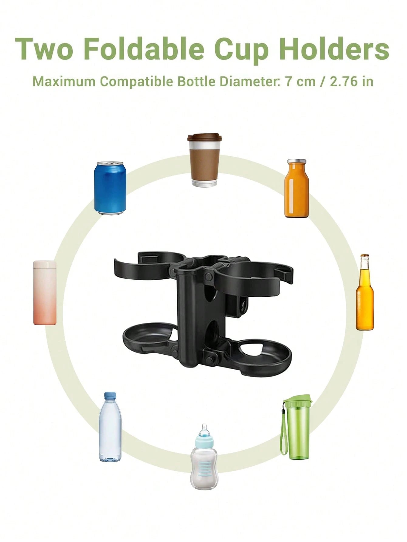 3-In-1 Multifunctional Foldable Cup Holder, Bottle Rack, Phone Holder, Compatible With Bugaboo, Nuna, Doona Strollers, Wheelchairs, Bicycles, Walkers, Scooters, Travel